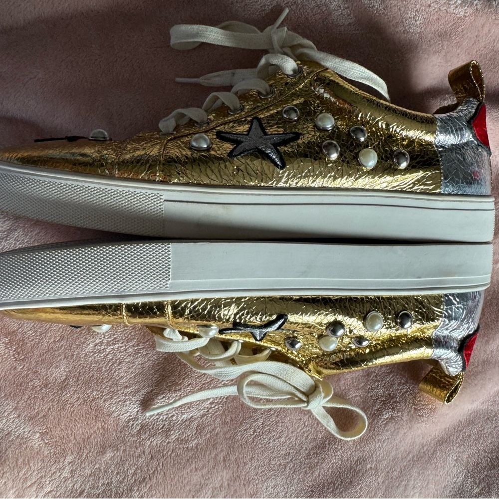 Kurt Geiger Metallic Gold and Silver Star Sneakers - Picture 7 of 7